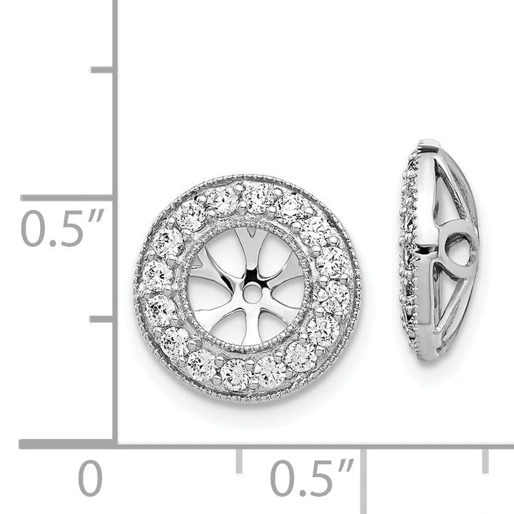 14k White Gold 3/4 CT Diamond Circle Earring Jackets
