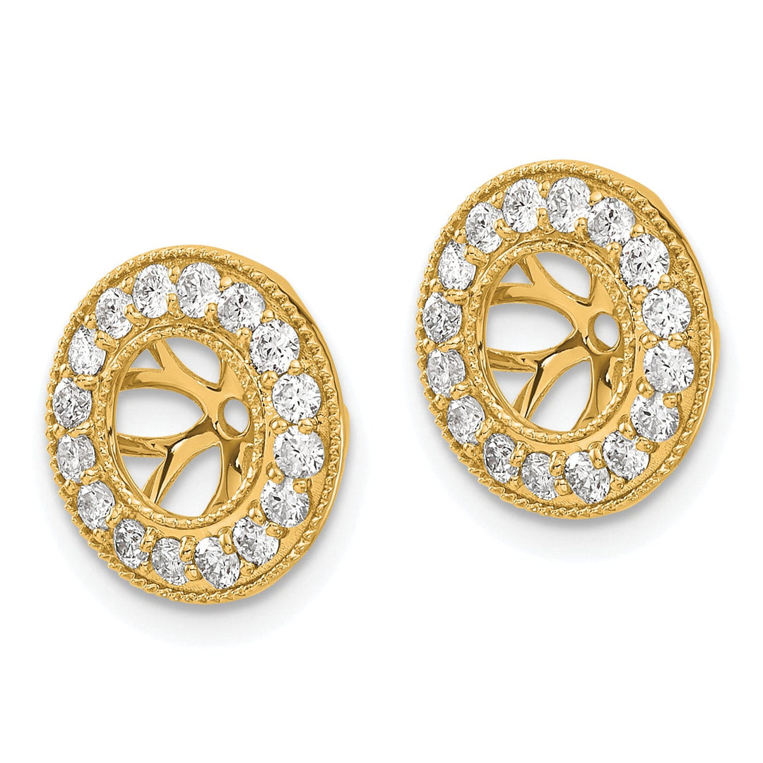 14k Yellow Gold 3/4 CT Diamond Circle Design Earring Jackets