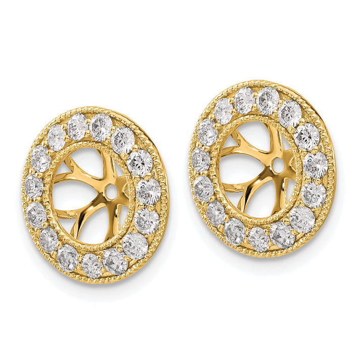 14k Yellow Gold 1 CT Diamond Circle Earring Jackets
