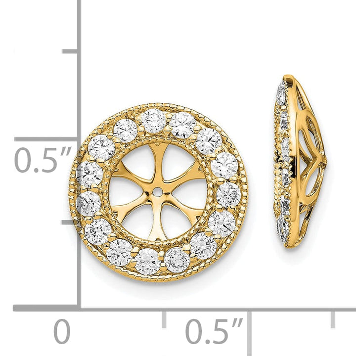 14k Yellow Gold 1 CT Diamond Circle Earring Jackets