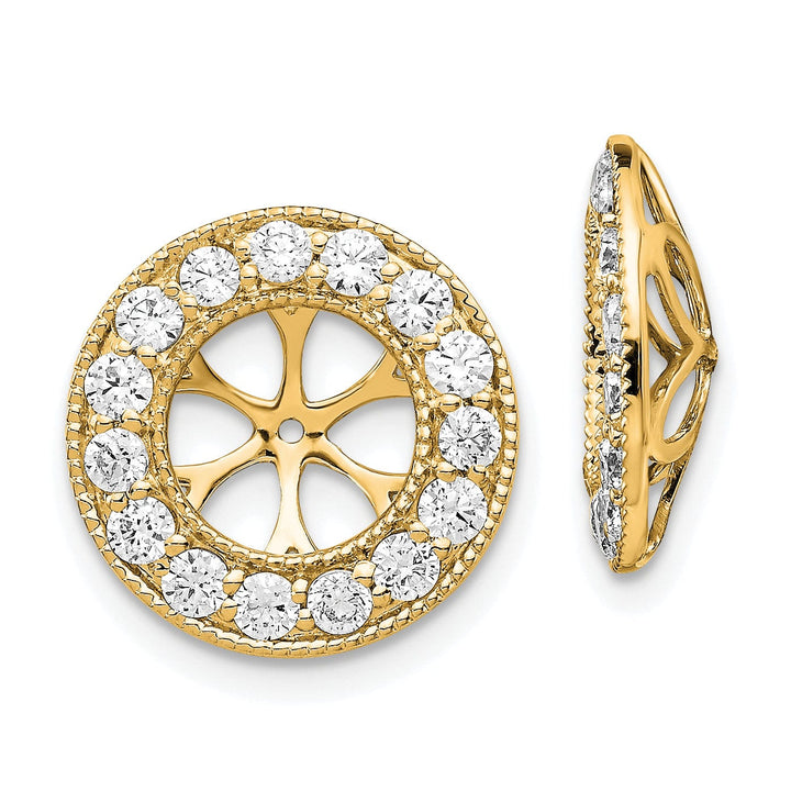 14k Yellow Gold 1 CT Diamond Circle Earring Jackets