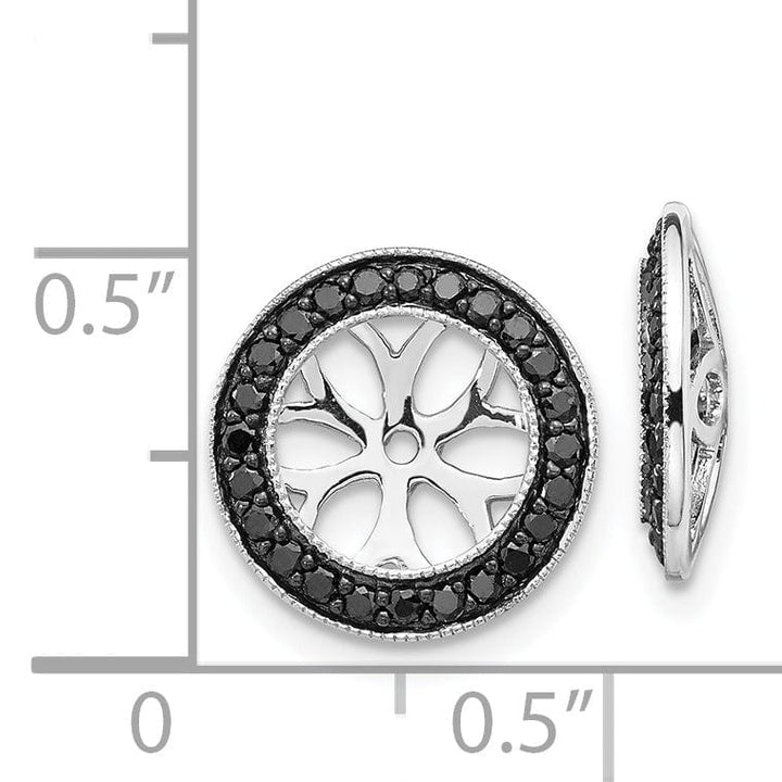 14k White Gold 3/8 CT Black Diamond Circle Earring Jackets
