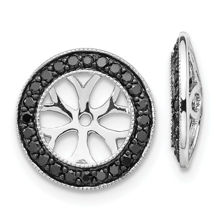 14k White Gold 3/8 CT Black Diamond Circle Earring Jackets