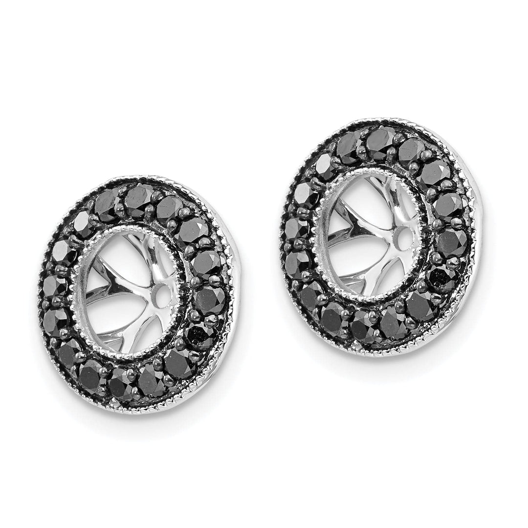 14k White Gold 3/4 CT Black Diamond Circle Earring Jackets
