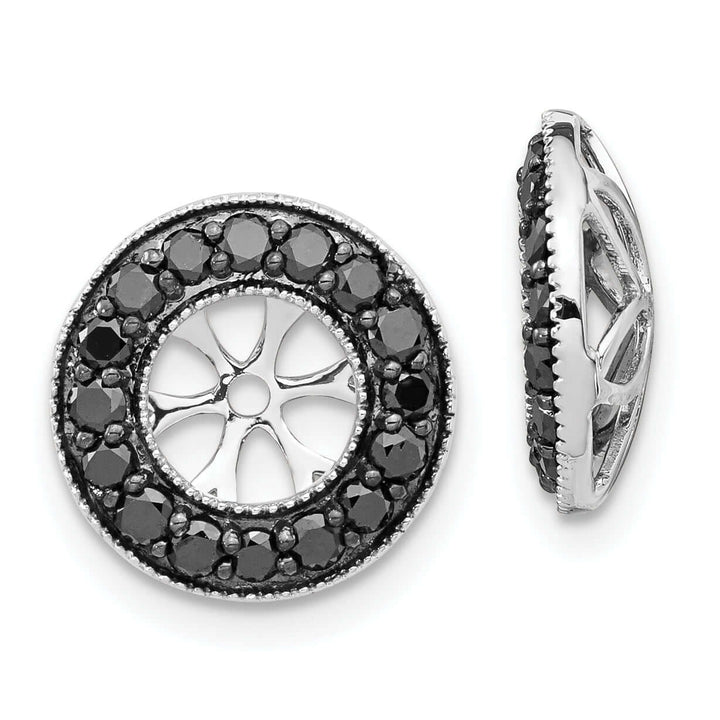 14k White Gold 3/4 CT Black Diamond Circle Earring Jackets