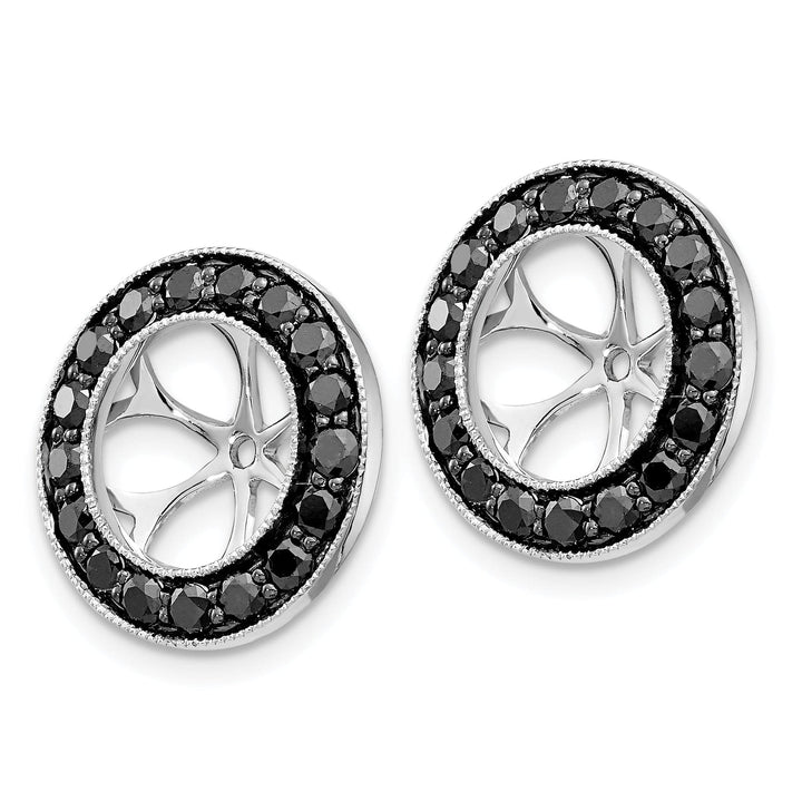 14k White Gold 1.19 CT Black Diamond Circle Earring Jackets