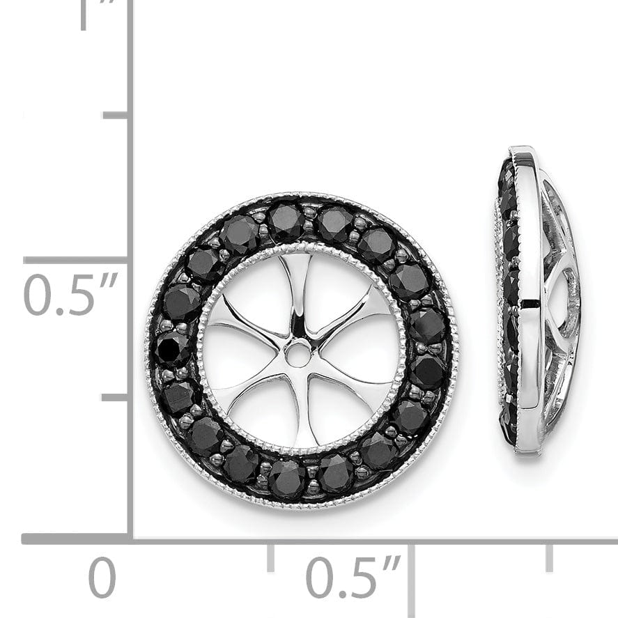 14k White Gold 1.19 CT Black Diamond Circle Earring Jackets