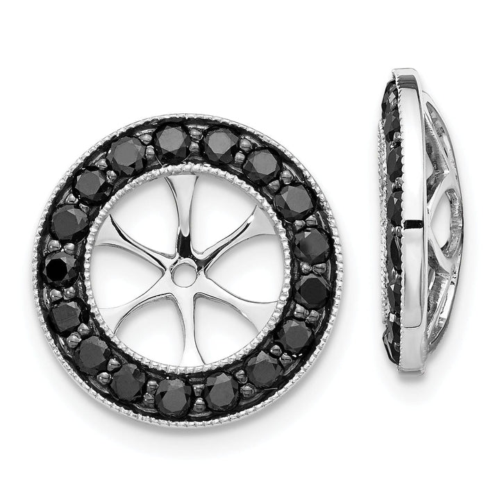 14k White Gold 1.19 CT Black Diamond Circle Earring Jackets
