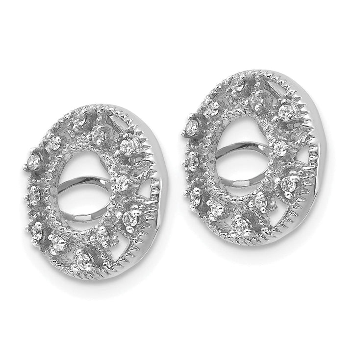 14k White Gold 1/10 CT Diamond Fancy Circle Earring Jackets