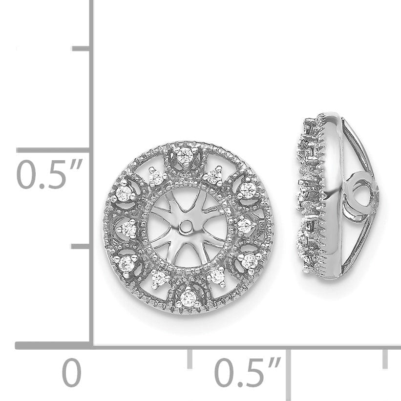 14k White Gold 1/10 CT Diamond Fancy Circle Earring Jackets