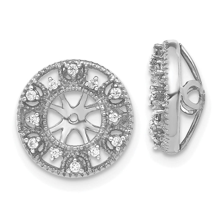 14k White Gold 1/10 CT Diamond Fancy Circle Earring Jackets