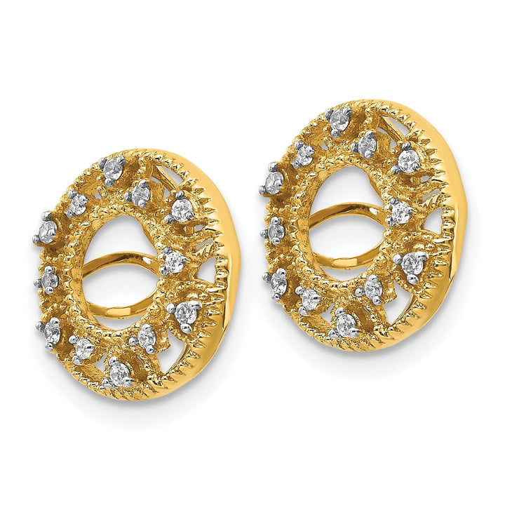 14k Yellow Gold 1/10 CT Diamond Fancy Circle Earring Jackets