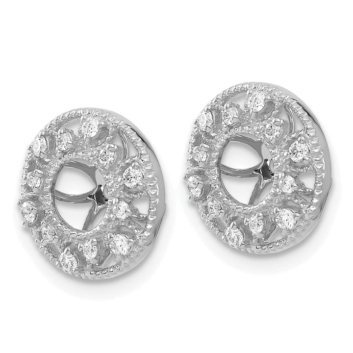 14k White Gold 1/4 CT Diamond Fancy Circle Earring Jackets