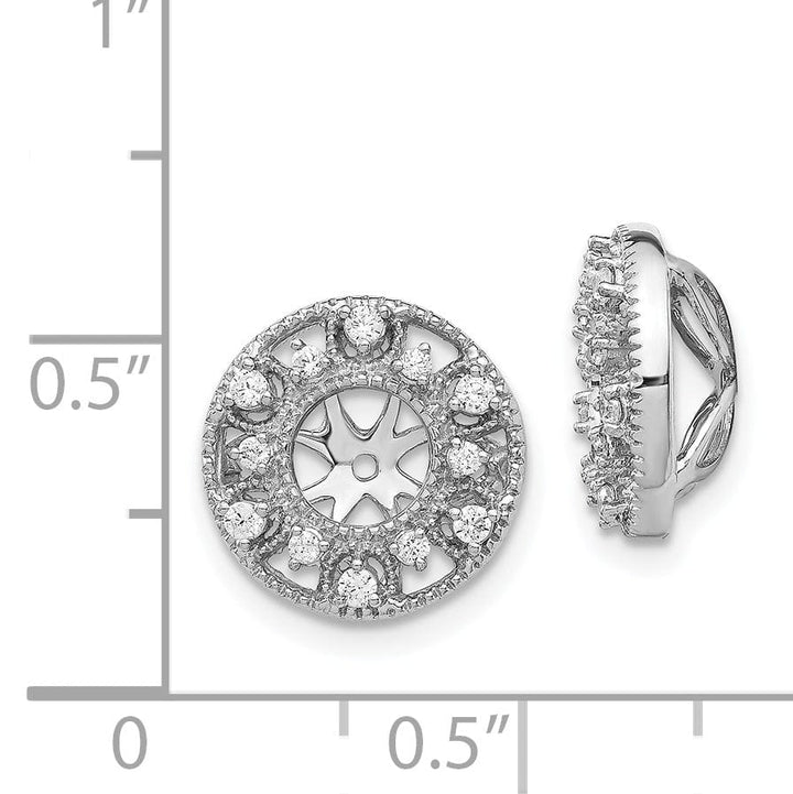 14k White Gold 1/4 CT Diamond Fancy Circle Earring Jackets