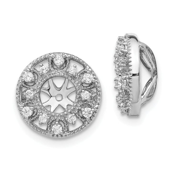 14k White Gold 1/4 CT Diamond Fancy Circle Earring Jackets