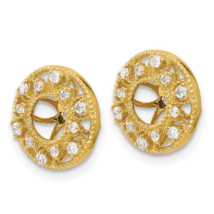 14k Yellow Gold 1/4 CT Diamond Fancy Circle Earring Jackets