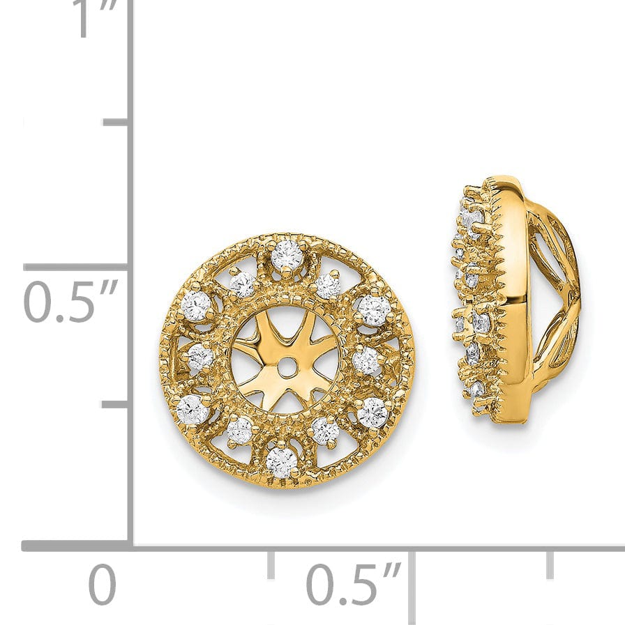 14k Yellow Gold 1/4 CT Diamond Fancy Circle Earring Jackets