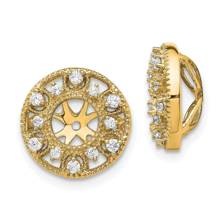 14k Yellow Gold 1/4 CT Diamond Fancy Circle Earring Jackets