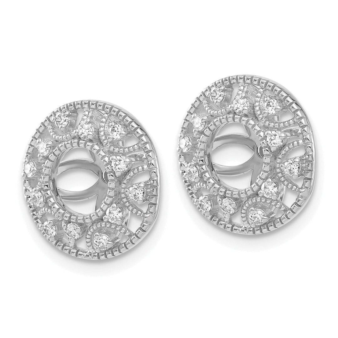 14k White Gold 1/4 CT Diamond Fancy Circle Earring Jackets