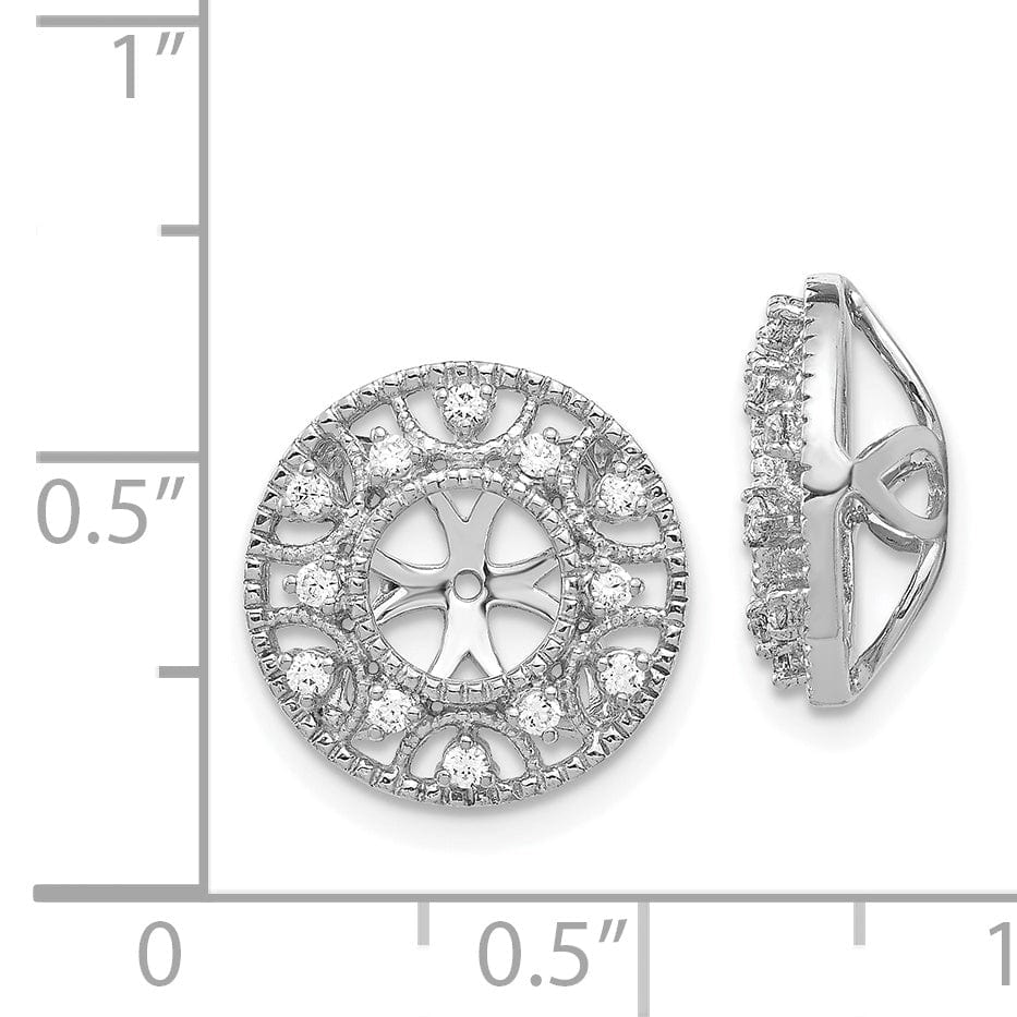 14k White Gold 1/4 CT Diamond Fancy Circle Earring Jackets
