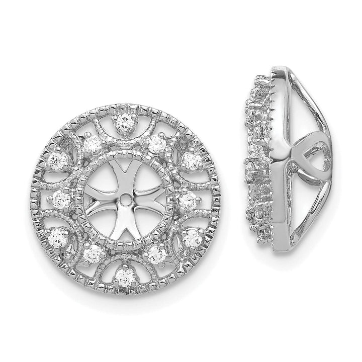 14k White Gold 1/4 CT Diamond Fancy Circle Earring Jackets