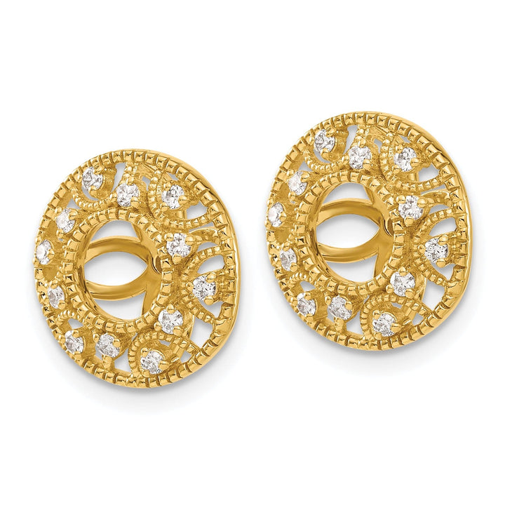 14k Yellow Gold 1/4 CT Diamond Fancy Circle Earring Jackets