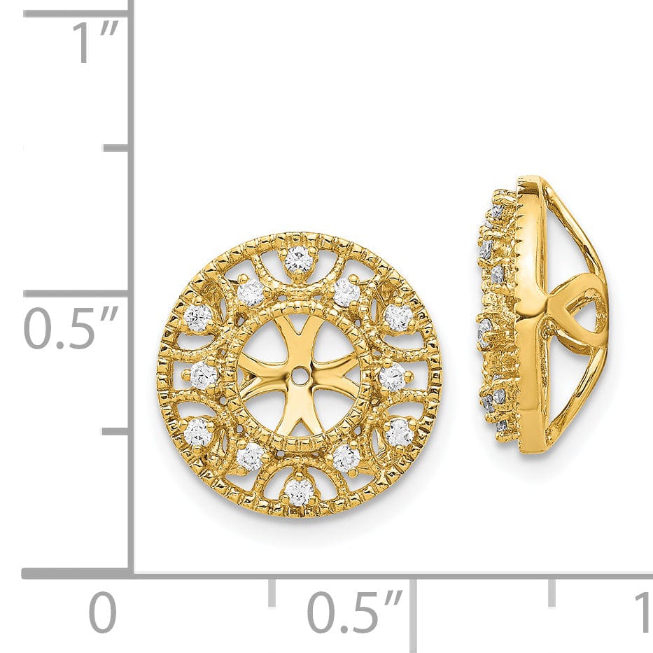 14k Yellow Gold 1/4 CT Diamond Fancy Circle Earring Jackets