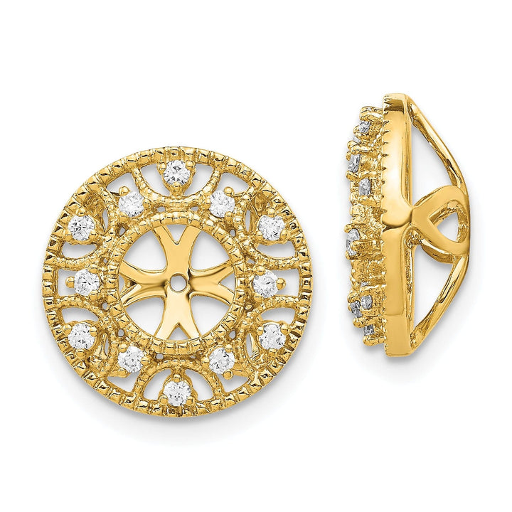 14k Yellow Gold 1/4 CT Diamond Fancy Circle Earring Jackets