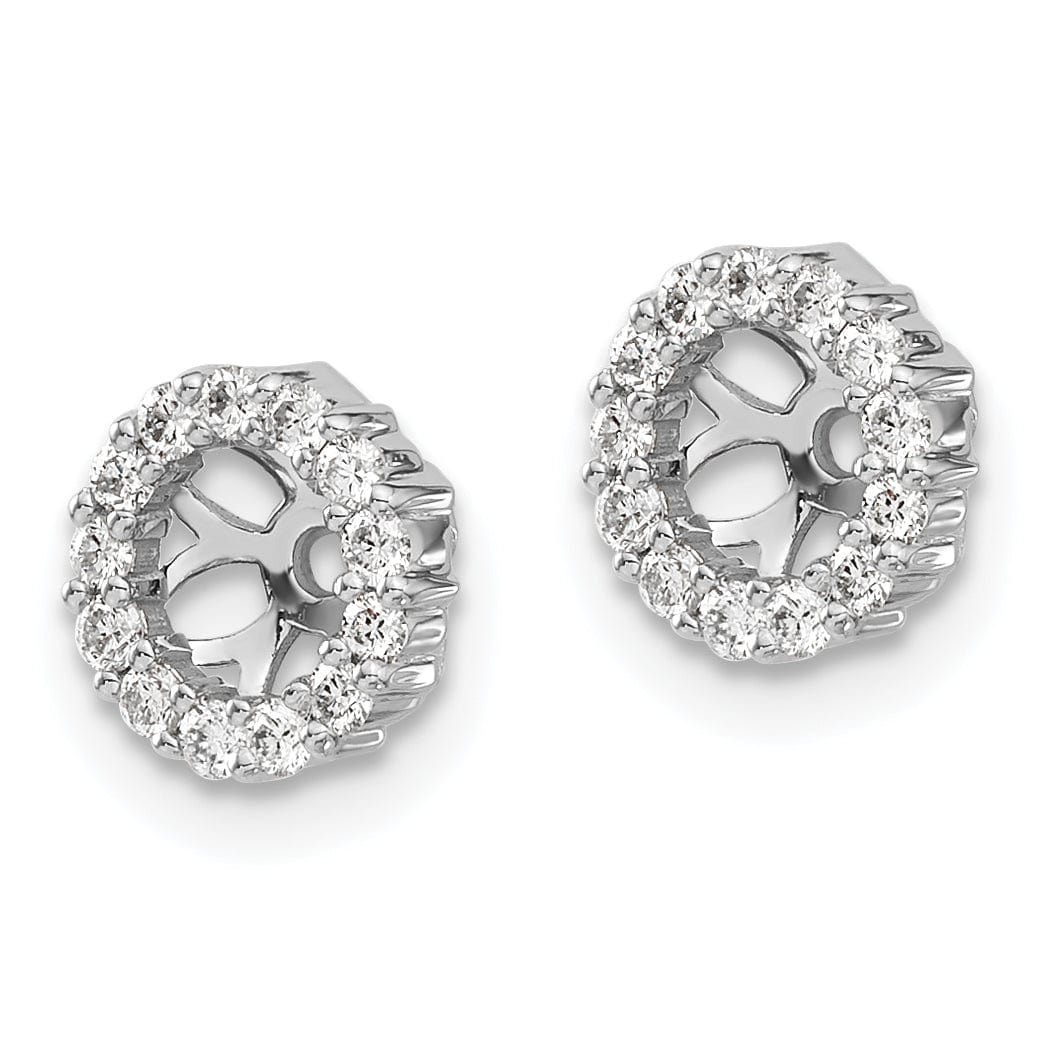 14k White Gold 1/4 CT Cluster Diamond Circle Earring Jackets