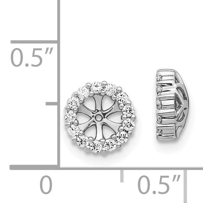 14k White Gold 1/4 CT Cluster Diamond Circle Earring Jackets