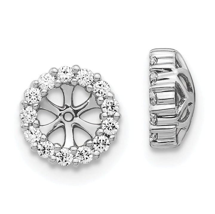 14k White Gold 1/4 CT Cluster Diamond Circle Earring Jackets