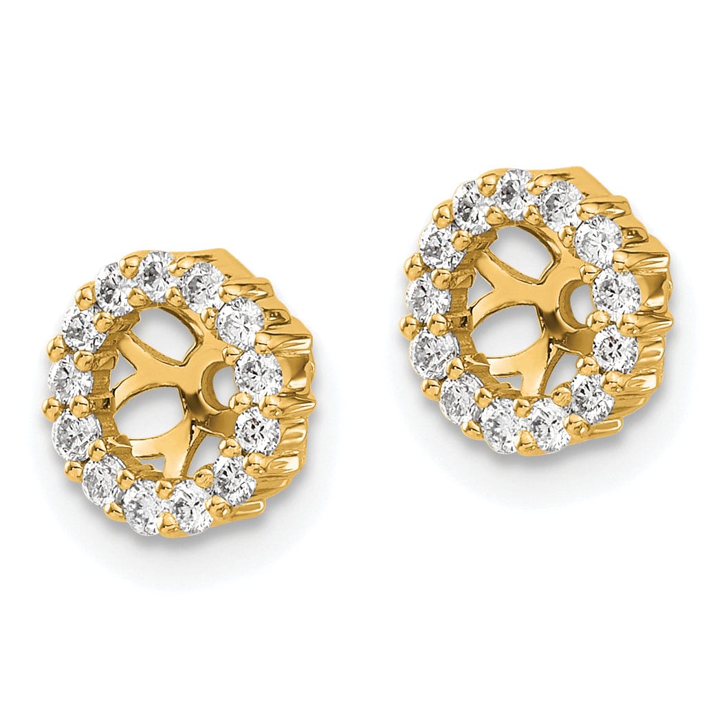 14K Yellow Gold 1/4 CT Diamond Circle Cluster Design Earring Jackets