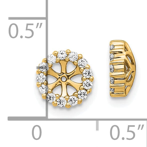 14K Yellow Gold 1/4 CT Diamond Circle Cluster Design Earring Jackets