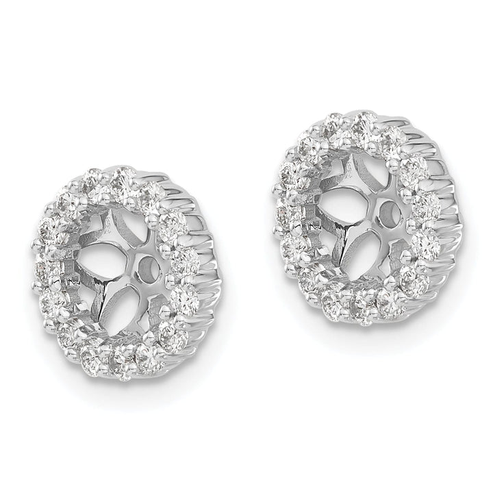 14k White Gold 1/2 CT Diamond Cluster Circle Design Earring Jackets