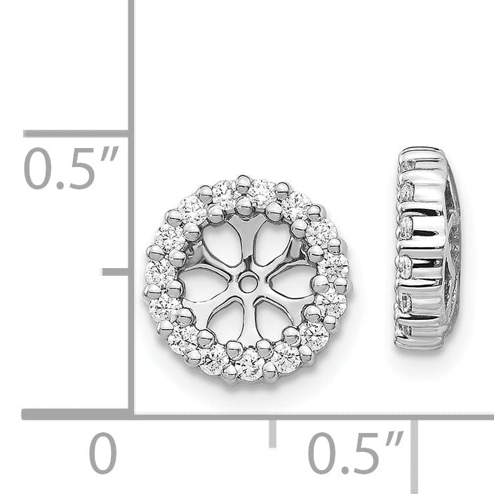 14k White Gold 1/2 CT Diamond Cluster Circle Design Earring Jackets