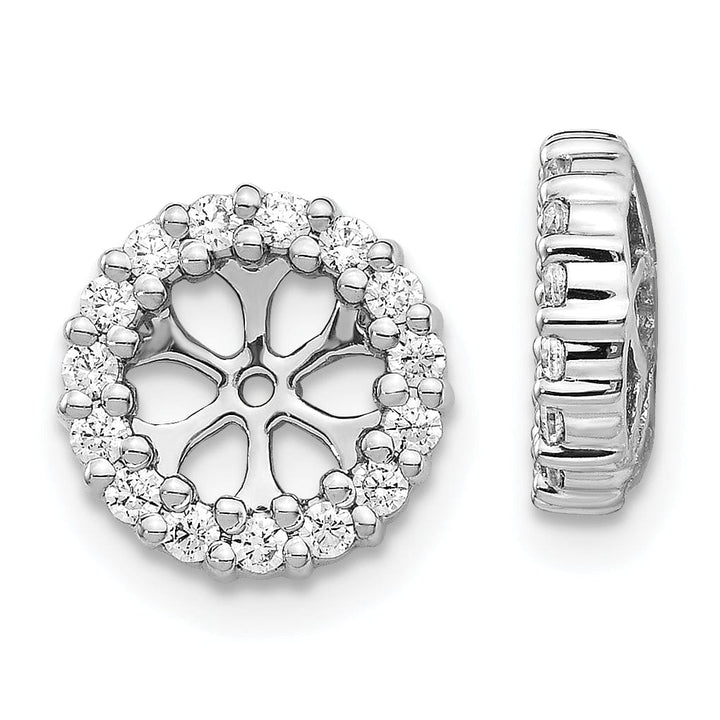14k White Gold 1/2 CT Diamond Cluster Circle Design Earring Jackets
