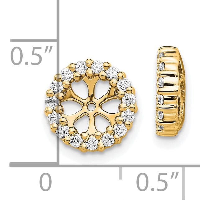 14k Yellow Gold 1/2 CT Cluster Diamond Circle Earring Jackets