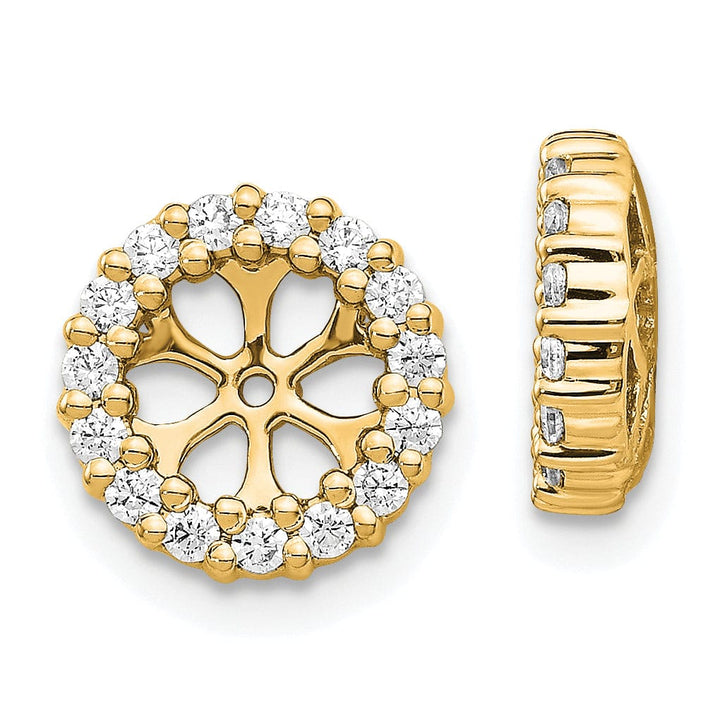 14k Yellow Gold 1/2 CT Cluster Diamond Circle Earring Jackets