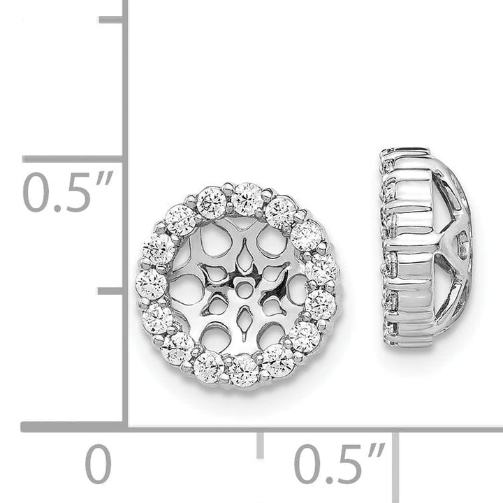 14k White Gold 1/2 CT Cluster Diamond Circle Earring Jackets