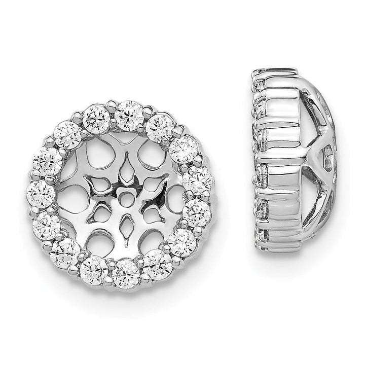14k White Gold 1/2 CT Cluster Diamond Circle Earring Jackets