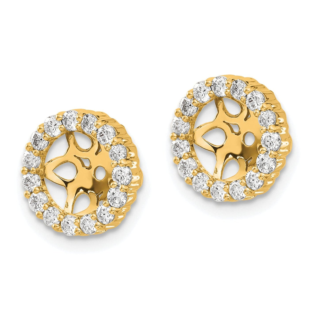 14k Yellow Gold 1/2 CT Cluster Diamond Circle Earring Jackets