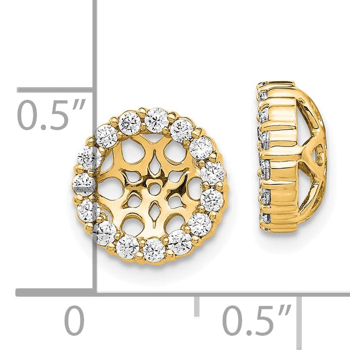 14k Yellow Gold 1/2 CT Cluster Diamond Circle Earring Jackets