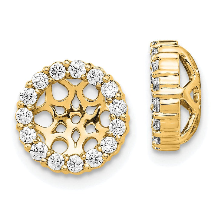 14k Yellow Gold 1/2 CT Cluster Diamond Circle Earring Jackets