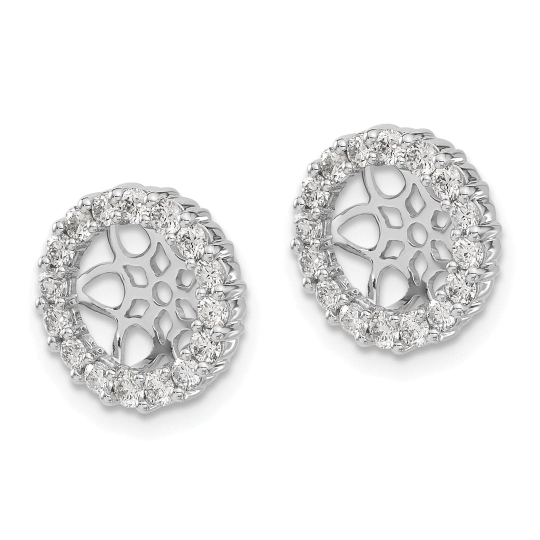 14k White Gold 3/4 CT Cluster Diamond Circle Earring Jackets