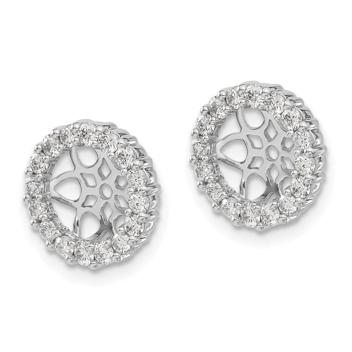 14k White Gold 3/4 CT Cluster Diamond Circle Earring Jackets