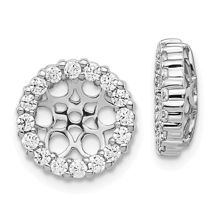14k White Gold 3/4 CT Cluster Diamond Circle Earring Jackets