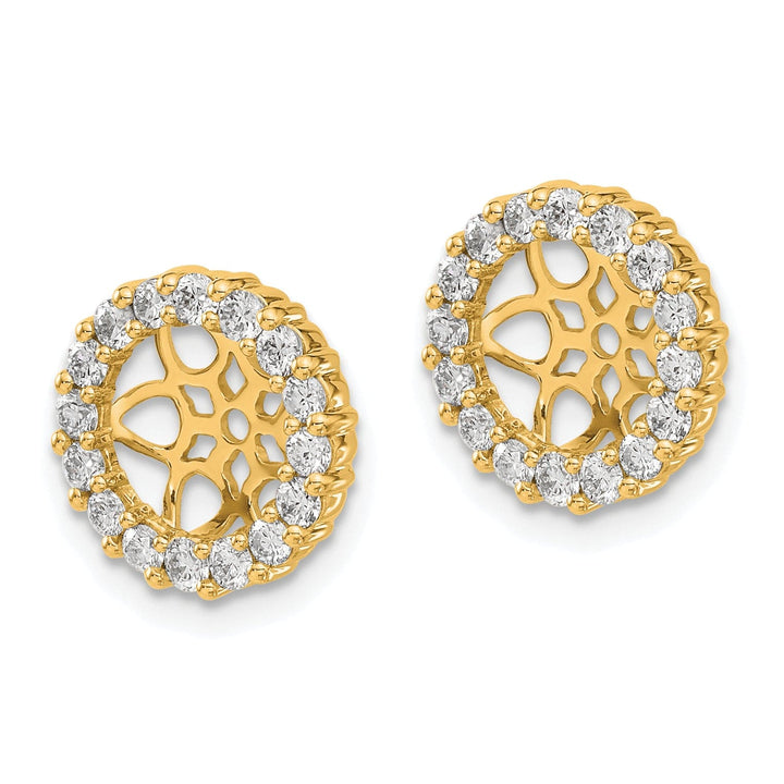 14k Yellow Gold 3/4 CT Cluster Diamond Circle Earring Jackets