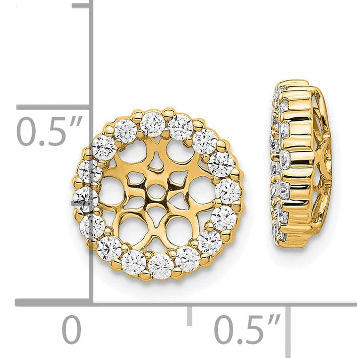 14k Yellow Gold 3/4 CT Cluster Diamond Circle Earring Jackets