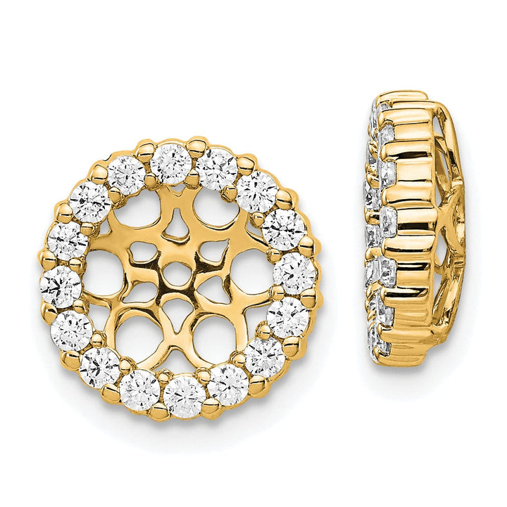14k Yellow Gold 3/4 CT Cluster Diamond Circle Earring Jackets