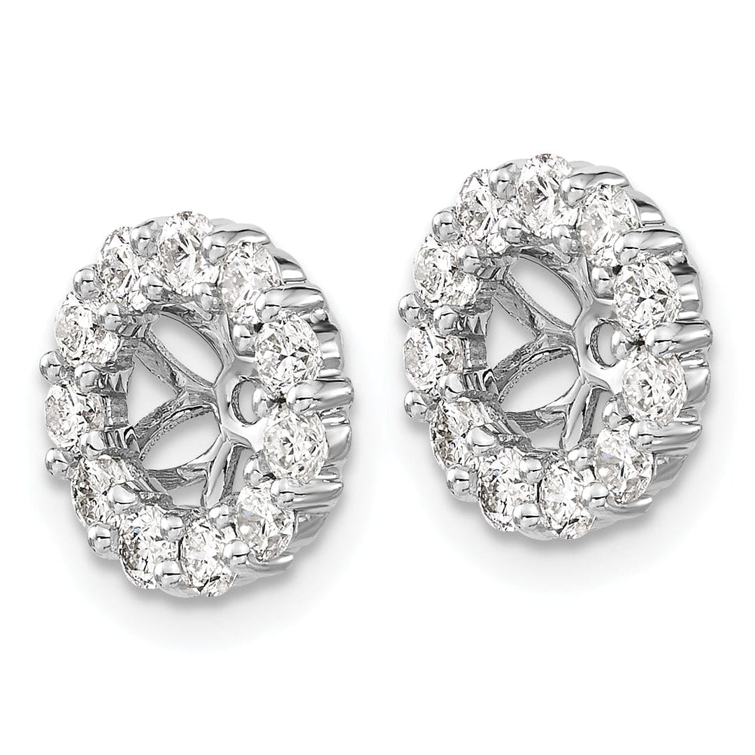 14k White Gold 1 CT Diamond Cluster Circle Earring Jackets